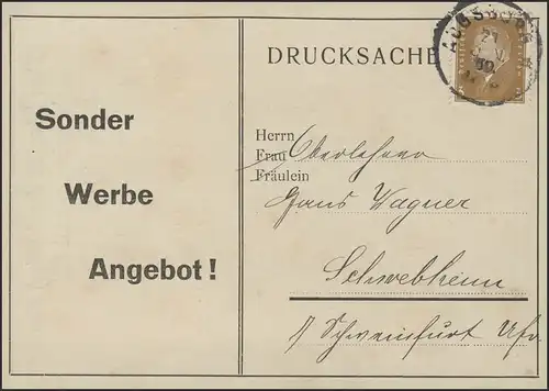 410 Ebert Magasin d'impression Publicité de savon, Augsburg 27.6.30 vers Schwebheim