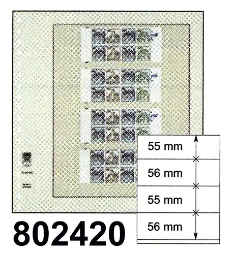 LINDNER-T-Blanko-Blätter Nr. 802 420 (vier Streifen) - 10er-Packung