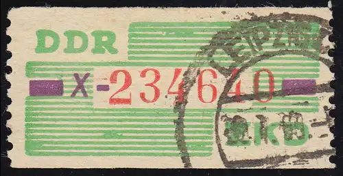 24-X Dienst-B, Billet rot auf grün, gestempelt