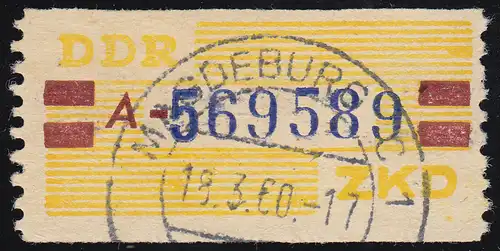 25-A Service-B, billet bleu sur jaune, tamponné