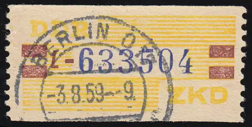 25-L Dienst-B, Billet blau auf gelb, gestempelt