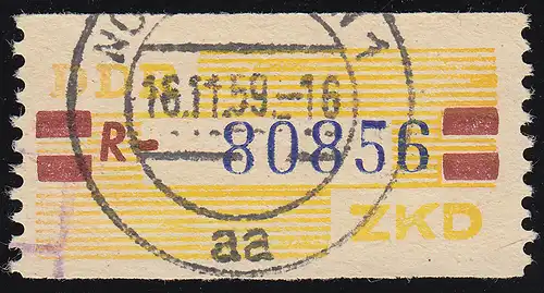 25-R Dienst-B, Billet blau auf gelb, gestempelt