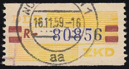 25-R Dienst-B, Billet blau auf gelb, gestempelt