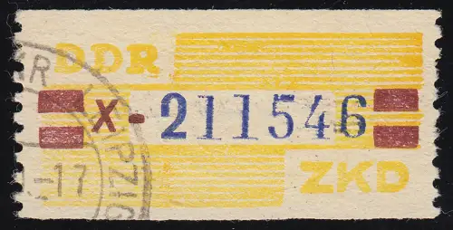 25-X Dienst-B, Billet blau auf gelb, gestempelt