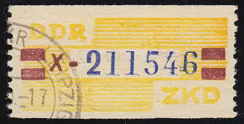 25-X Service-B, billet bleu sur jaune, tamponné