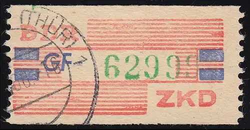 27-GF Dienst-B, Billet grün auf zinnober, gestempelt