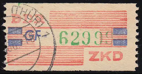 27-GF Service-B, billet vert sur zinnober, tamponné