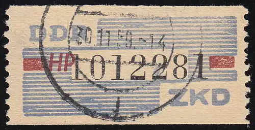 28-HP Service-B, billett noir et rouge sur bleu, tamponné