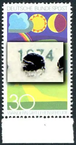808 Wandern 1974 - Verzähnung durch die Jahreszahl, Unterrandstück, **