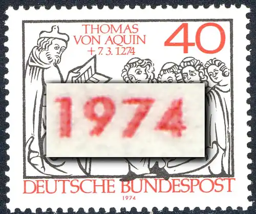 795DD Hl. Thomas von Aquin - Schmitzdruck der Farbe Rot, postfrisch **