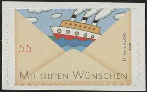 2848 Grußmarke Schiff SELBSTKLEBEND auf neutraler Folie, postfrisch **