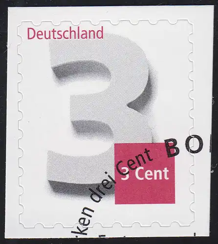 2967 Drei Cent SELBSTKLEBEND auf neutraler Folie, O