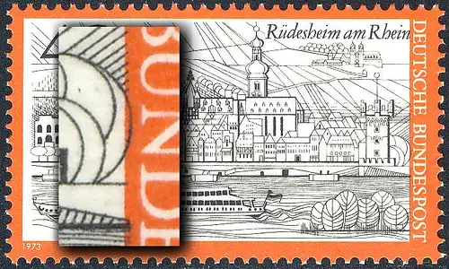762 Rüdesheim - Passerverschiebung Farbe Schwarz nach rechts - postfrisch **