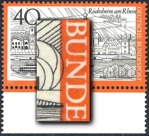 762 Fremdenverkehr Rüdesheim - Passerverschiebung Farbe Schwarz nach rechts, **