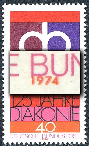 810 Diaconie 1974 - Déplacement de la couleur orange vers le haut, **