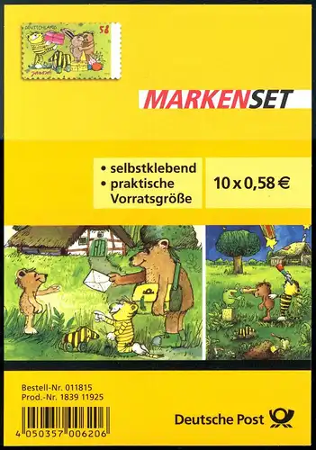 FB 28 Janosch: Ostern, Folienblatt 10x2996, Erstverwendungsstempel Bonn 1.3.2013