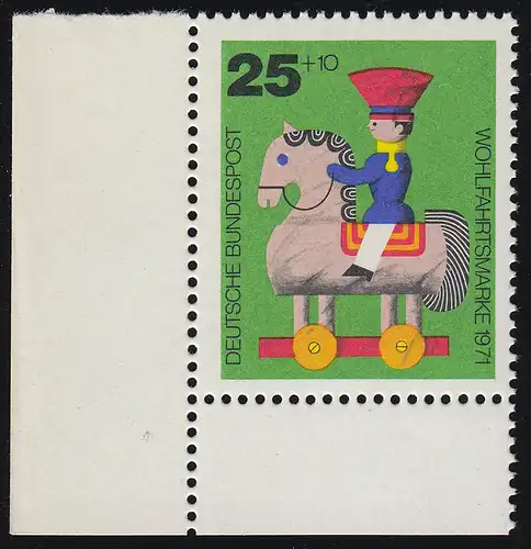 706 Wofa Jouets en bois 25 Pf - Essuyer bleu foncé, coin en bas à gauche, **