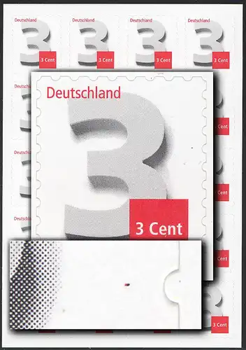 FB 24 Drei Cent, Folienblatt mit PLF rotschwarzer Fleck rechts, Feld 8, **