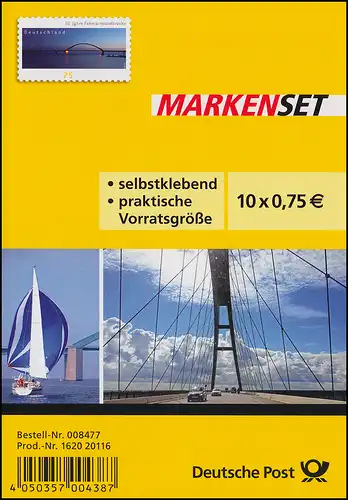 FB 29 Fehmarnsundbrücke, Folienblatt 10x3003, Erstverwendungsstempel Bonn 4.4.13