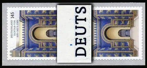 3002 Ischtar-Tor/selbstklebend Rollenmarken-Paar, blauer Fleck über D **