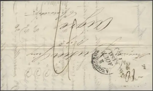 Frankreich Vorphilatelie Faltbrief Angoulême 2.8.1841 nach Aigre 4.8.1841