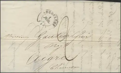 Frankreich Vorphilatelie Faltbrief Angoulême 1.7.1841 nach Aigre 3.7.1841
