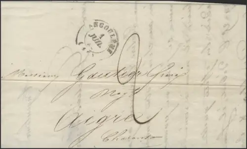Frankreich Vorphilatelie Faltbrief Angoulême 1.7.1841 nach Aigre 3.7.1841