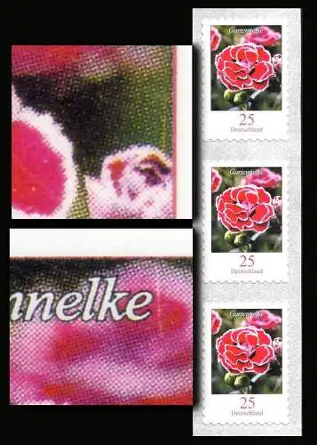 2699 Blumen 0,25 sk 3er-Streifen mit zwei Markendruckfehlern - Striche, ** 