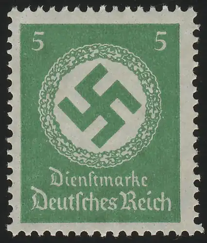 134 Behördendienst 5 Pf., Wz.4, ** - glänzende Gummierung, blassgrün