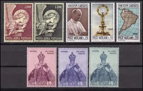 536-543 Vatikan-Jahrgang 1968 komplett, postfrisch **