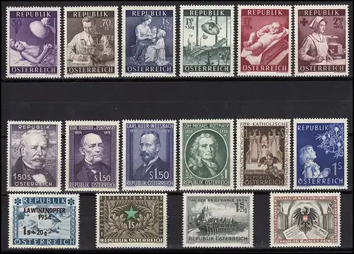 996-1011 Autriche-Nachilung 1954, 16 timbres complets, frais de port