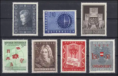 1024-1030 Autriche-Janvier 1956 complet, frais de port