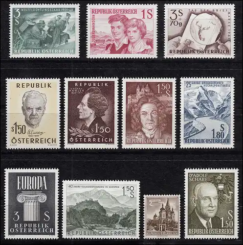 1073-1083 Autriche-Janvier 1960 complet, frais de port
