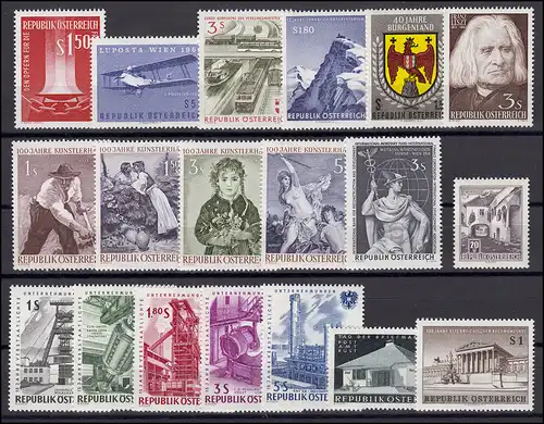 1084-1102 Autriche-Niveau 1961 complet, frais de port