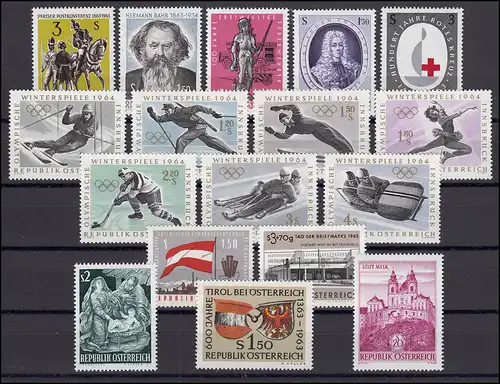 1128-1144 Autriche-Janvier 1963 complet, frais de port