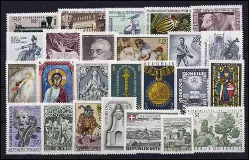 1231-1255 Autriche-Janvier 1967 complet, frais de port