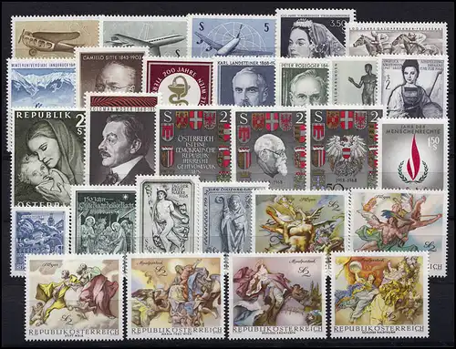 1256-1283 Autriche-Janvier 1968 complet, frais de port