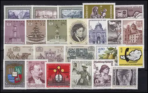 1381-1409 Autriche-Niveau 1972 complet, frais de port