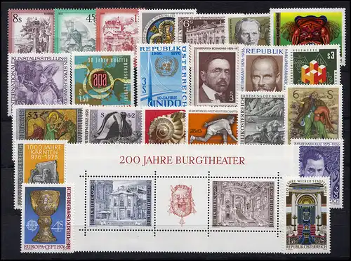 1506-1539 Autriche-Janvier 1976 complet, frais de port