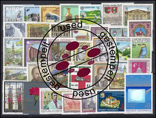 1909-1943 Österreich-Jahrgang 1988 komplett, gestempelt