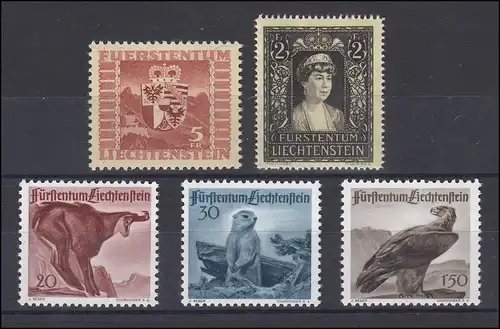 252-256 Liechtenstein 1947 complet, frais de port **