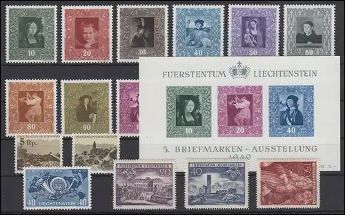 267-284 Liechtenstein-Niveau complet 1949, frais de port