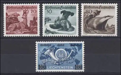 285-288 Liechtenstein-Niveau 1950 complet, frais de port