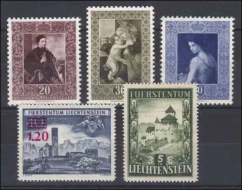 306-310 Liechtenstein-Janv. 1952 complet, frais de port
