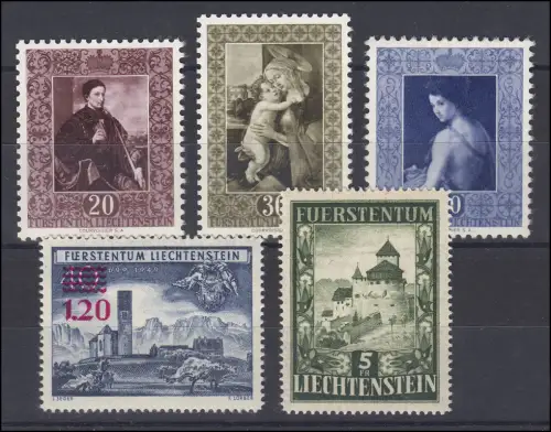 306-310 Liechtenstein-Janv. 1952 complet, frais de port