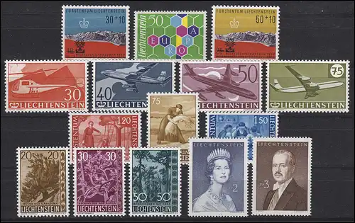 389-403 Liechtenstein Jahrgang 1960 komplett, postfrisch