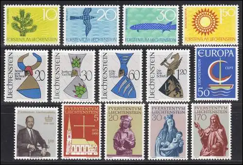 460-473 Liechtenstein millésime 1966 complet, frais de port