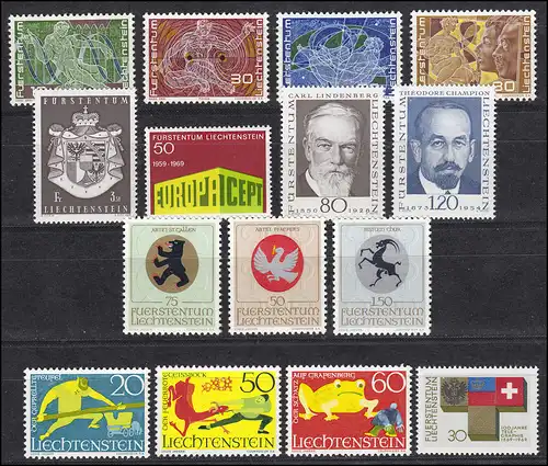 506-520 Liechtenstein Jahrgang 1969 komplett, postfrisch