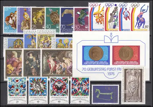 642-666 Liechtenstein Jahrgang 1976 komplett, postfrisch