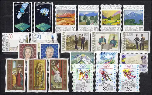 1011-1032 Liechtenstein millésime 1991 complet, frais de port